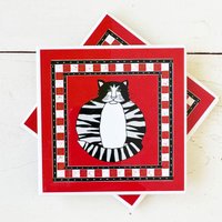 Gestreifte Katze Keramik Untersetzer von AlysonChaseStudio