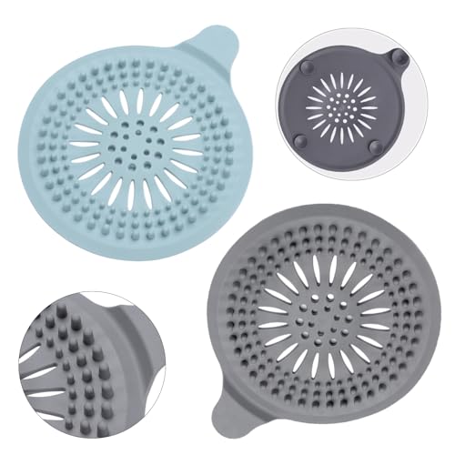 Alyvisun 2Pcs Silikon Abflusssieb mit Saugnapf, Haarfänger Dusche Abfluss Abdeckung, Duschablauf Haarsieb für Waschbecken, Badezimmer, Badewanne, Küche (Blau + Grau) von Alyvisun