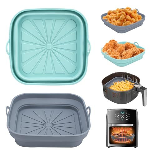 Alyvisun Moule Silicone Air Fryer Silikonformen für Luftfritteuse, Silikon, Hellblau+Grau von Alyvisun