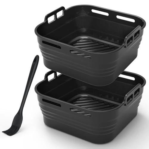 Alyvisun Silikonform für Heißluftfritteuse Wiederverwendbar Silikon Backform Zubehör Auflaufform Einsatz Mold, Silicone, Schwarz von Alyvisun