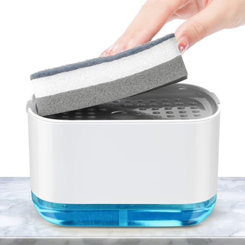 Alyvisun Spülmittelspender Küche Seifenspender mit Schwamm Halter, 2 in 1 Soap Dispenser 300ml Waschmittel Spender mit Schwamm Spender, Pumpseifenspender für Spülmittel Waschbecken Alyvisun Spülmittelspender Küche Seifenspender mit Schwamm Halter, 2 in 1 Soap Dispenser 300ml Waschmittel Spender mit Schwamm Spender, Pumpseifenspender für Spülmittel Waschbecken von Alyvisun