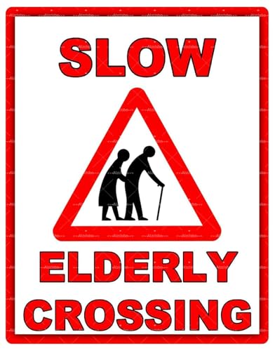 Metallschild mit Aufschrift "Slow Elderly Crossing" – 30,5 x 20,3 cm, lustiges Warnschild für Straße, Auffahrt oder Hof – Warnung für alte Menschen Metallschild mit Aufschrift "Slow Elderly Crossing" – 30,5 x 20,3 cm, lustiges Warnschild für Straße, Auffahrt oder Hof – Warnung für alte Menschen von Alzclsbe