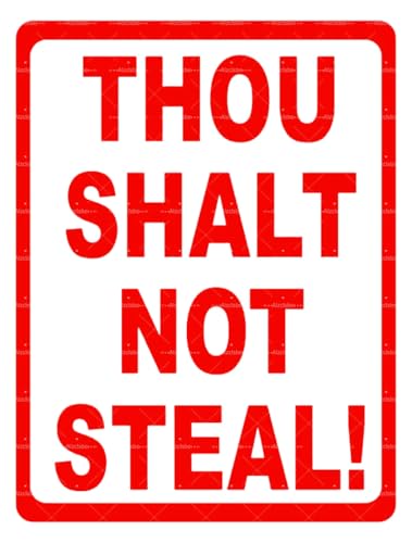 Thou Shalt Not Steal Metallschild – Lustiges 30,5 x 20,3 cm Diebstahlschutzschild für Geschäft, Büro oder Geschäft – rustikale Wanddekoration mit biblischem Humor von Alzclsbe