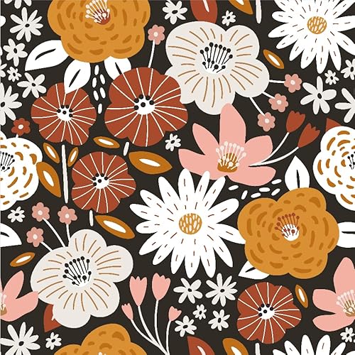 Alzkkll Selbstklebend Tapete Blumen,300 * 44.5cm Bunte Wasserfeste Tapete Weiß/Orange/Rosa/Rot Abnehmbares Blumen Kontakt Papier für Kinderzimmer Home Decorations von Alzkkll