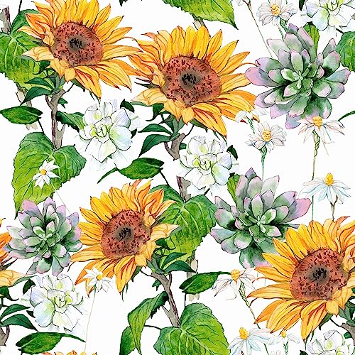 Tapete Blumen,600cm x 44.5cm Verdicken Abziehen und Kleben Tapete Sonnenblume Ablösbare Wasserfeste Tapete Blumentapete Dekorativ Vinyl Selbstklebende Wandtapete für Home Schlafzimmer von Alzkkll