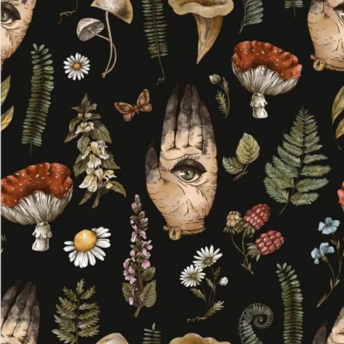 Verdicken Selbstklebend Tapete,44.5cm x 600cm Schwarz Tapete Hand-Augen Blumen Blätter Wasserdicht Möbelfolie Wandtapete Mehrzwecktapete DIY Abnehmbare Wandschutzfolie für Wohnzimmer Schlafzimmer von Alzkkll