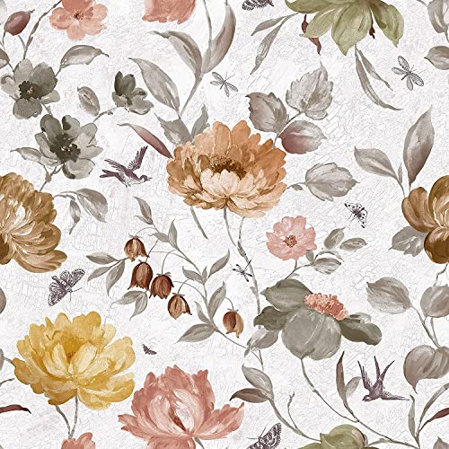 Vintage Tapete Blumen, 300 * 45cm Verdicken Abziehen und Kleben Tapete Vogel Pfingstrose Tapete Abnehmbare Wasserdichte Tapete Braunes Kontaktpapier Vinyl Schmetterling Vintage Tapete Blumen, 300 * 45cm Verdicken Abziehen und Kleben Tapete Vogel Pfingstrose Tapete Abnehmbare Wasserdichte Tapete Braunes Kontaktpapier Vinyl Schmetterling von Alzkkll
