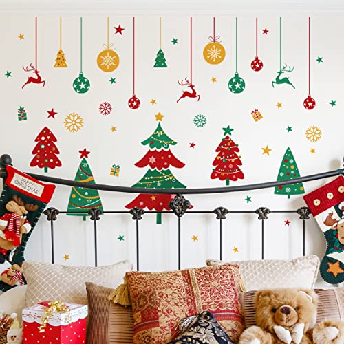 Weihnachten Wandaufkleber,Vinyl Selbstklebender Wandaufkleber Wasserfeste Wandaufkleber Weihnachts-Elch,Christmas Tree für Kinderzimmer Schlafzimmer Wohnzimmer Wanddekoration von Alzkkll