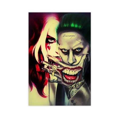 AmAzwi Harley Quinn und Joker dekoratives Leinwandposter für Wohnzimmer Schlafzimmer 9 Leinwand Poster Wandkunst Dekor Druck Bild Gemälde für Wohnzimmer Schlafzimmer Dekoration ungerahmt 50 x 75 cm von AmAzwi