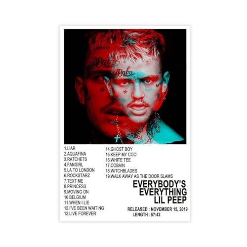 AmAzwi Lil Peep – Everybody's Everything Album-Poster, 2 Stück, Leinwandposter, Wandkunst, Dekordruck, Bild Gemälde für Wohnzimmer, Schlafzimmer, Dekoration, ungerahmt: 20 x 30 cm von AmAzwi