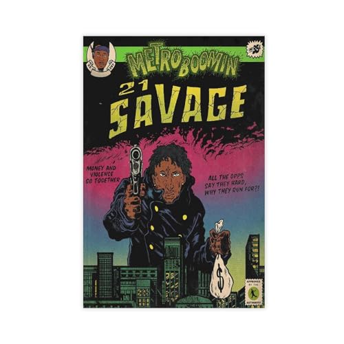 AmAzwi Metro Boomin Heroes & Villains (21 Savage) Comic-Poster, Leinwand-Poster, Schlafzimmer-Dekor, Sportlandschaft, Büro, Raumdekoration, Geschenk, ungerahmt: 30 x 45 cm von AmAzwi