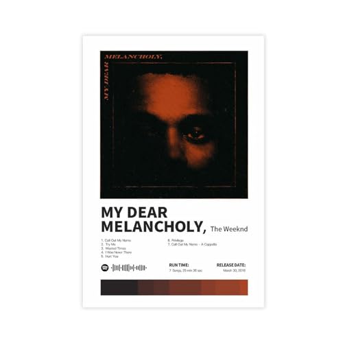 AmAzwi The Weeknd Poster MY DEAR MELANCHOLY Posteralbum Cover Leinwand Poster Wandkunst Dekor Druck Bild Gemälde für Wohnzimmer Schlafzimmer Dekoration Unrahmen: 60 x 90 cm von AmAzwi