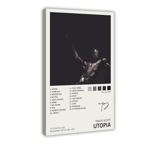 AmAzwi Travis Scott Poster Leinwand Poster Wandkunst Dekor Druck Bild Gemälde für Wohnzimmer Schlafzimmer Dekoration Rahmen: 40 x 60 cm von AmAzwi