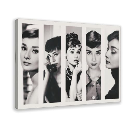 Audrey Hepburn Bild Brief Collage Leinwand Wandkunst 11 Leinwand Poster Wandkunst Dekor Druck Bild Gemälde für Wohnzimmer Schlafzimmer Dekoration Rahmen: 40 x 60 cm von AmAzwi