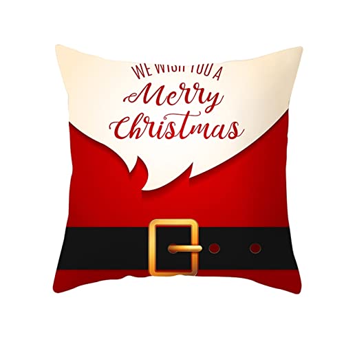 AMDXD 40x40cm Kissenbezüge Weihnachten, Santa Claus Bart und Gürtelschnalle Kissenhüllen aus Polyester Weich Bequem für Sofa Schlafzimmer, Rot Schwarz von AMDXD