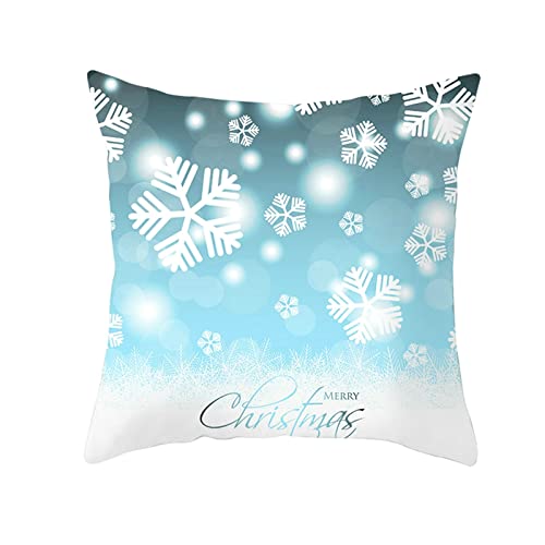 AMDXD 40x40cm Kissenbezug Weihnachten, Schneeflocke Muster Sitzkissen aus Polyester Weich Bequem, Quadratische Kissenhülle für Sofa Schlafzimmer, Blau Weiß von AMDXD