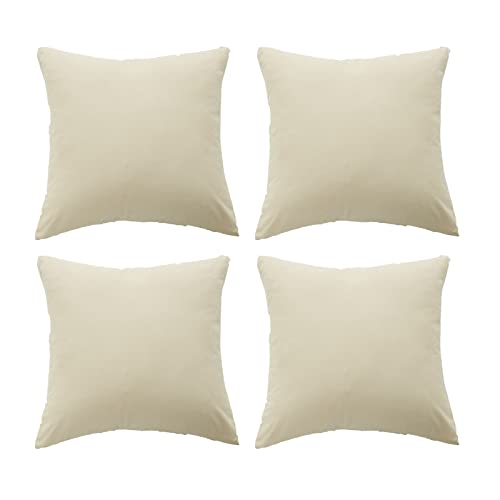 AMDXD 4pcs Einfarbig Kissenbezüge 60x60cm, Beige Loungekissen in Flanell für Bänke Betten Garten, Atmungsaktiv Haus Dekoration von AMDXD