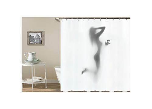 AmDxD Polyester Duschvorhang Sex Lady Design Badewanne Vorhang Weiß für Badewanne Waschbar 180x200CM von AmDxD