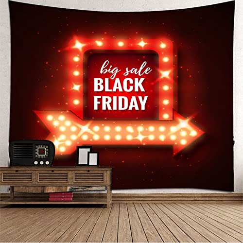 AMDXD Wandteppiche 150x130CM, Pfeil “Black Friday” Design Wandbehang Tagesdecke in Polyester für Schlafzimmer Wohnzimmer Home Office Dekoration, Rot Schwarz von AMDXD