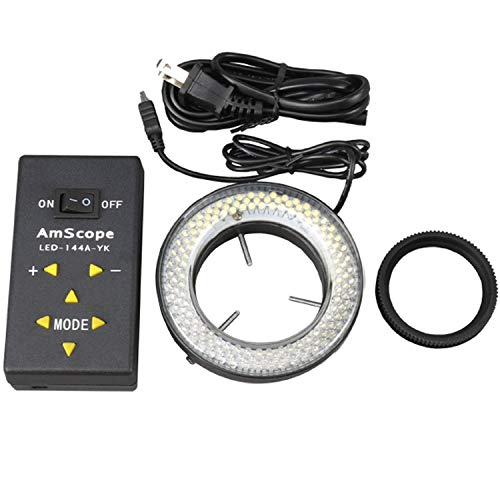AmScope LED-144A-YK LED-Lichtrichtungs-einstellbares Mikroskop-Ringlicht mit Adapter für Stereomikroskope, 144-teilig von AmScope