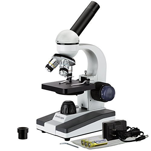 AmScope M150C-I Optische Ganzmetalllinsen Akku-LED-Studentenmikroskop für biologische Verbindungen, 40X-1000X von AmScope