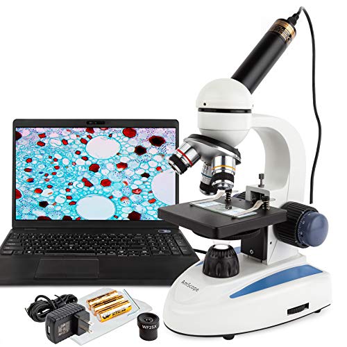 AmScope M158C-E-1 Biologie Wissenschaft Metallglas Studenten Mikroskop mit USB Digital Imager, 40X-1000X von AmScope