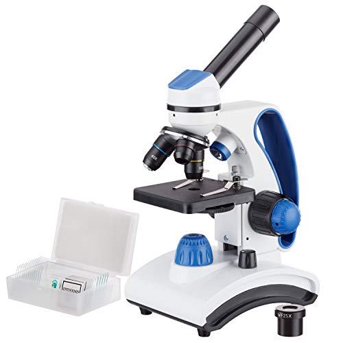 AmScope M162C-2L-PB10 Dual Light Glaslinse Metallrahmen Student Mikroskop, Objektträger-Kit, 40X-1000X von AmScope