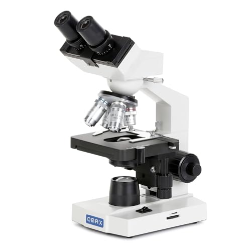 AmScope M82ES OMAX Labor-LED-Verbund-Binokularmikroskop mit Mechanischem Doppelschichttisch und koaxialem Grob/Feinfokussierungsknopf, 40x-2000x von AmScope