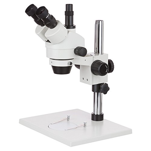 AmScope SM-1T Trinokulares Inspektionsmikroskop mit Extra Großem Ständer, 7X-45X, Weiß von AmScope