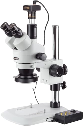 AmScope SM-1TNZ-144A-10M Zoom-Stereomikroskop mit 10MP-Kamera und 144-LED-4-Zonen-Licht, 3.5X-90X von AmScope