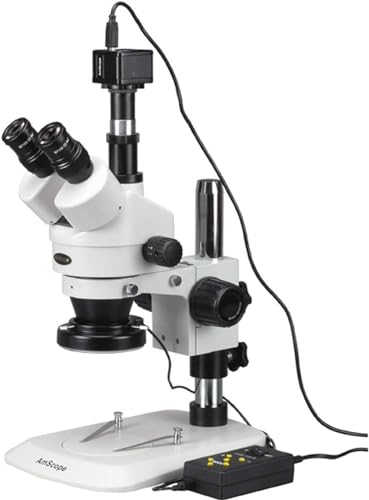 AmScope SM-1TNZ-144A-5M Zoom-Stereomikroskop mit 5MP-Kamera und 144-LED-4-Zonen-Licht, 3.5X-90X von AmScope