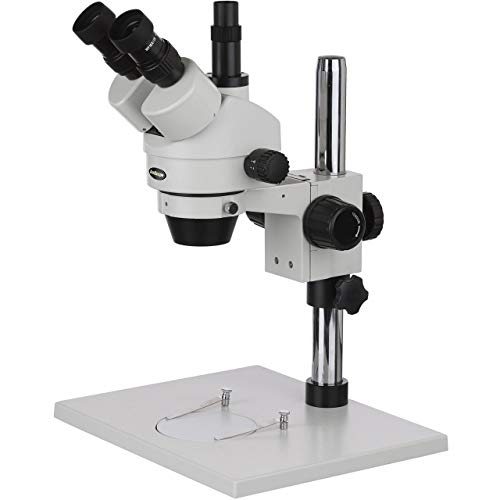 AmScope SM-1TZ Trinokulares Inspektionsmikroskop mit Super Groß Ständer, 3.5X-90X, Weiß von AmScope