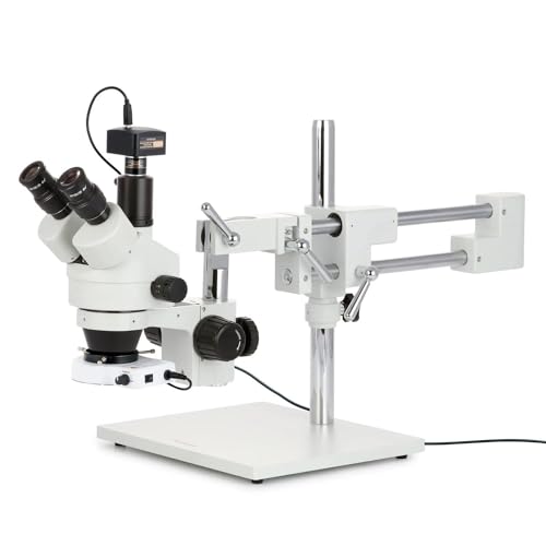 AmScope SM-4T-80S-M Trinokulares Stereomikroskop mit 80-LED-Licht und 1.3 MP USB-Digitalkamera, 7X-45X, Weiß von AmScope