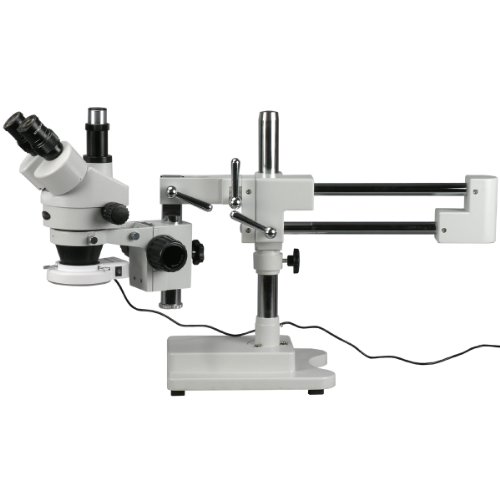 AmScope SM-4TZ-56S Haltungsinspektion Trinokulares Zoom-Stereomikroskop mit 56-LED-Licht, 3.5X-90X, Weiß von AmScope