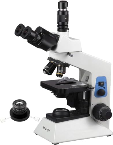 AmScope T580B-DK Professionelles Dunkelfeld-Forschungsmikroskop für Biologische Verbindungen, 40X-2000X, Weiß von AmScope