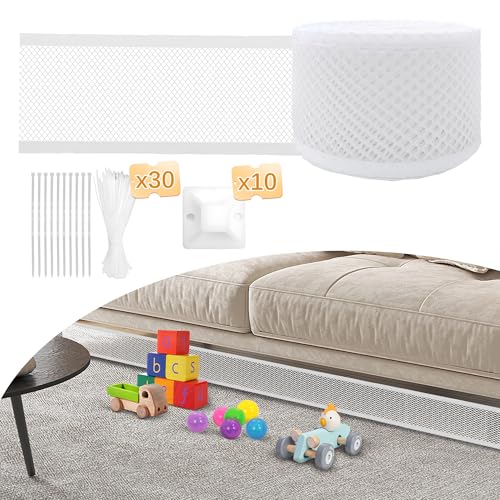 AmaCielo Unterbett-Blocker, 10,2 x 40 m, Unterbett-Blocker für Haustiere, Spielzeug-Blocker für unter Möbeln mit 30 Kabelbändern, Couch-Zubehör (weiß) von AmaCielo