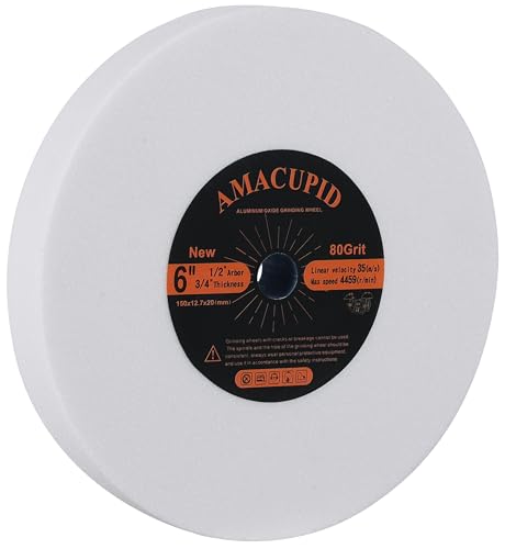 AmaCupid Schleifscheiben für Tisch- & Ständerschleifmaschinen.Weißes Aluminiumoxid-Schleifmittel. Zum Schleifen von gehärtetem und kohlenstoffreichem Stahl. 150 mm Durchmesser, 12,7 mm Bohrung. von AmaCupid