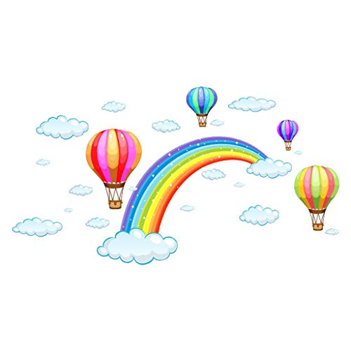 Mobile, kreative Wandsticker für Wand- und Fensterdekoration, Regenbogen-Heißluftballon, Wolkenmotiv, Wandaufkleber für Wohnzimmer, Schlafzimmer, Kinderzimmer, Badezimmer, Heimdekoration mehrfarbig von AmaSells