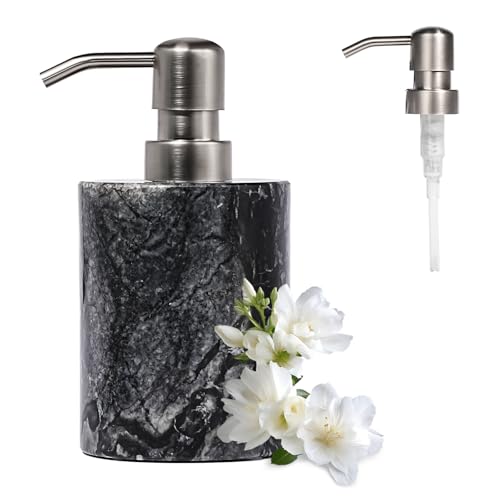 Amaauto Marmor-Seifenspender mit Edelstahlpumpe, schwarzer Handseifenspender, 170 ml für Badezimmer von Amaauto