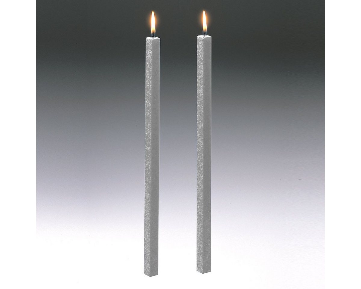 Amabiente Tafelkerze Kerze CLASSIC silbergrau 40cm - 2er Set von Amabiente