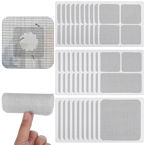 Amabro 30 Blatt Fliegengitter Fenster Reparatur, 3 Größen Stark Kleber Fliegengitter Reparatur Set Insektenschutz Fenster Reparatur Fiberglas Netz Wand Reparatur Patches für Reparatur Flecken von Amabro