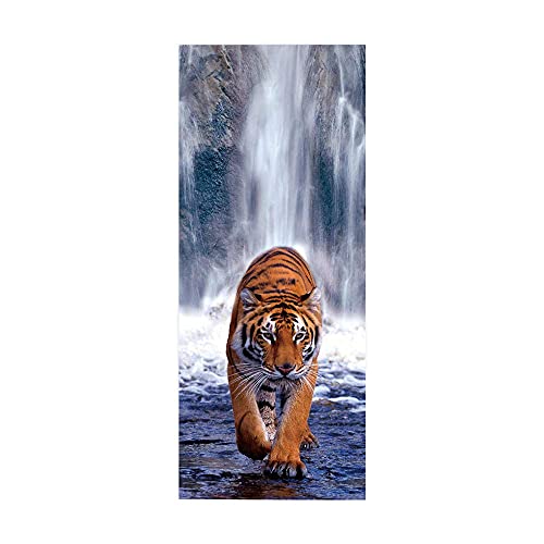 Amacigana Selbstklebend 3D Tiger Und Wasserfall Türtapete Selbstklebend Türposter,Fototapete Selbstklebend 3D PVC Türaufkleber DIY Türbild,Türfolie Poster Tapete (77cm x 200cm) von Amacigana