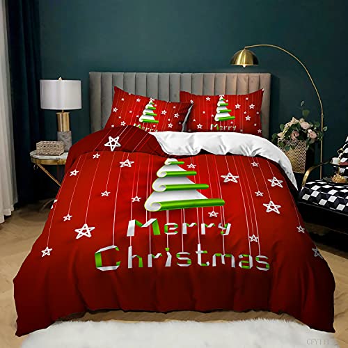 Amacigana Xmas Weihnachtsmann, Bettbezug für Einzelbett, 2 Kissenbezüge, für Kinder und Erwachsene, 100 % Mikrofaser Merry Christmas Geschenk zum Neujahr (A3,240 x 260 cm) von Amacigana