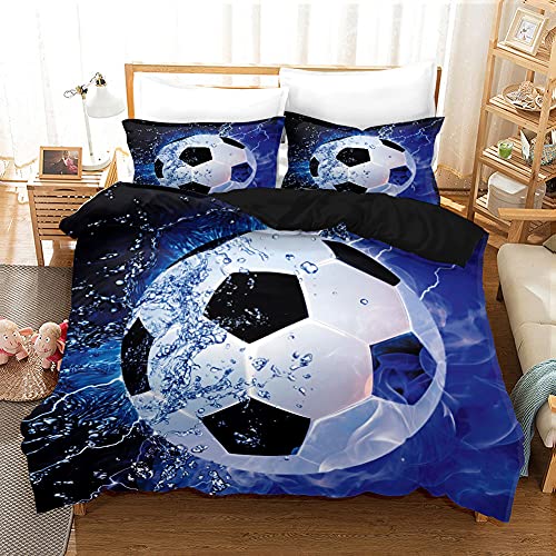 Amacigana Fußball Bettwäsche Set Bettbezug und Kissenbezug, Mikrofaser, 3D Digital Print Dreiteilige Set Waschmaschinenfest Für Sportbegeisterte geeignet(King 220x240cm,Fußball) von Amacigana