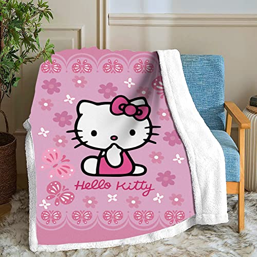 Hello cat Bett Decken, Minnie Mouse Cartoon Fleecedecken for Erwachsene Kinder, 100% Mikrofaser, for Bettcouch und Sofa Fleece Couchdecke Flauschige Sofadecke Kuscheldecke (Hallo Katze,130cm×150cm) von Amacigana