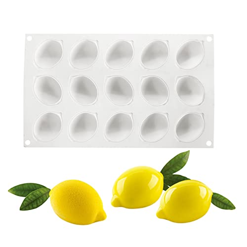 15 LöCher Zitrone Formen Zitrone Desserts Form Zitrone Backwaren Form Silikon Kuchenform Zitrone für Muffins,Cupcakes,Kuchen,Pudding,Eiswürfel und Gelee,Brotbackform,3D Backformen DIY Mold(Zitrone) von Amacoam
