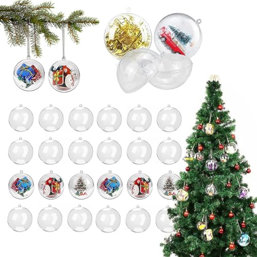 24 Stück Weihnachtskugeln Acrylkugeln Plastik Kugeln 4cm 4cm durchsichtige Kugel transparente Bastelkugeln Christbaumkugeln Durchsichtige Kunststoffkugeln Dekokugeln Aufhängen von Weihnachtsschmuck von Amacoam