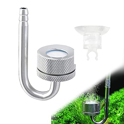 Aquarium Zerstäuber Aquarium CO2 Diffusor Aluminiumlegierung Co2 System Diffusor Aquarium Bubbler Mit U-Form Anschlussrohr und Saugnäpfen CO2 Diffusor FüR Aquarien, Aquarium Wasserpflanze Zubehör von Amacoam