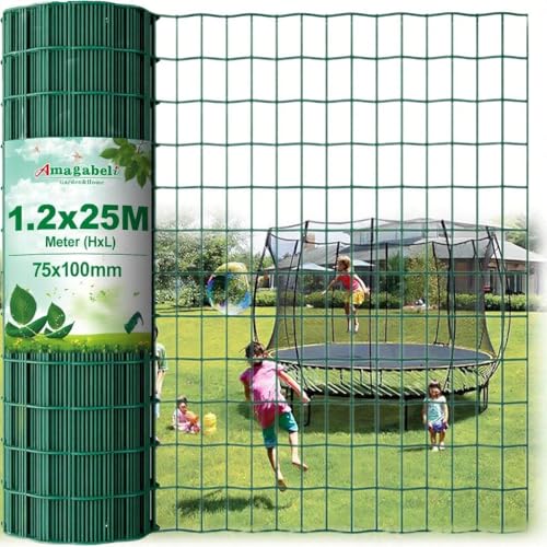 Amagabeli 1.2M X 25M Gartenzaun Zaun PVC-beschichteter Rostfrei 75 x 100mm 2.1 mm Drahtzaun Maschendraht Hundezaun Zaunelemente Grünen Drahtgitter Kaninchendraht Metal Forstzaun Amagabeli 1.2M X 25M Gartenzaun Zaun PVC-beschichteter Rostfrei 75 x 100mm 2.1 mm Drahtzaun Maschendraht Hundezaun Zaunelemente Grünen Drahtgitter Kaninchendraht Metal Forstzaun von Amagabeli Garden Home