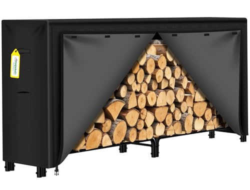 Amagabeli 244cmx61cmx107cm kaminholzregal Aussen Holzregal mit Schutzabdeckung Bennholzregal Außen Wasserdichtes Feuerholzregal außen für Holz Stapelregal Lagerung Holz Geeignet für Terrasse Lagerung von Amagabeli Garden Home